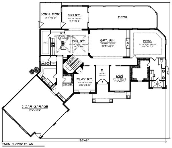 Architectural House Design - Craftsman Floor Plan - Main Floor Plan #70-1233