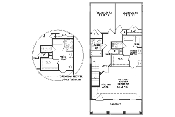 Southern Floor Plan - Upper Floor Plan #81-157