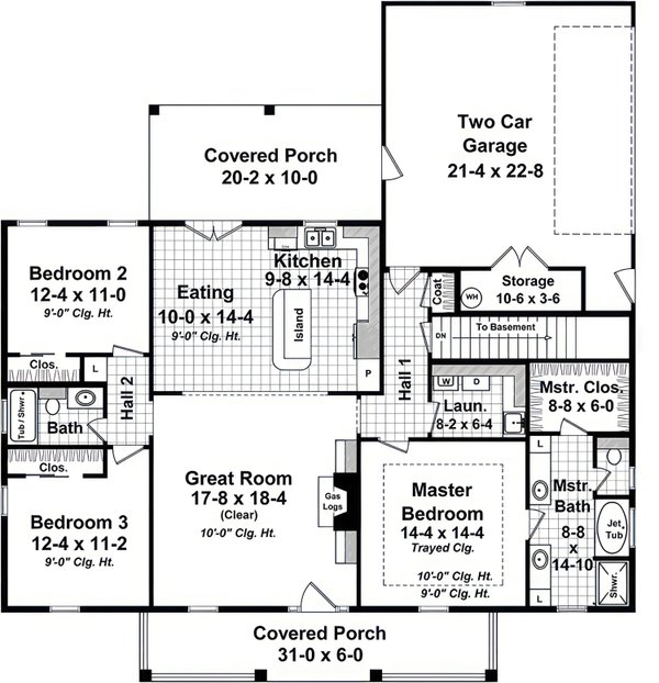 House Blueprint - Traditional Floor Plan - Main Floor Plan #21-635