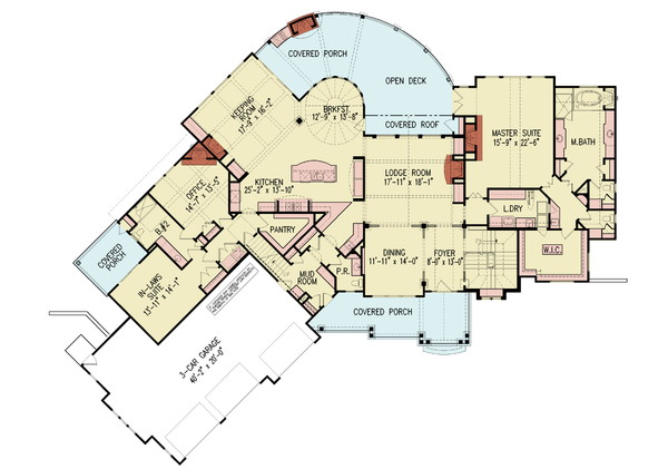 House Plan Design - Floor Plan - Main Floor for Craftsman House Plan #54-697 - 4 bed, 4.5 bath