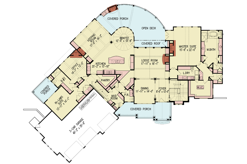 House Plan Design - Floor Plan - Main Floor for Craftsman House Plan #54-697 - 4 bed, 4.5 bath