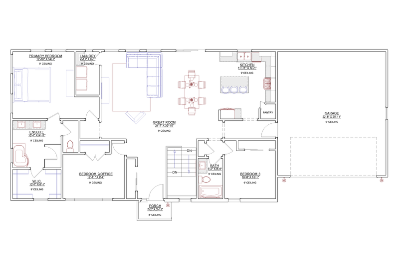 House Blueprint - Floor Plan - Main Floor for Contemporary House Plan #1109-25 - 3 bed, 2 bath