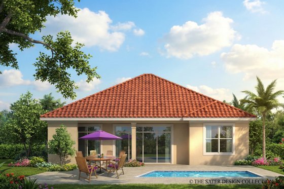 Exterior - Rear Elevation for Mediterranean House Plan #930-383 - 2 bed, 2 bath