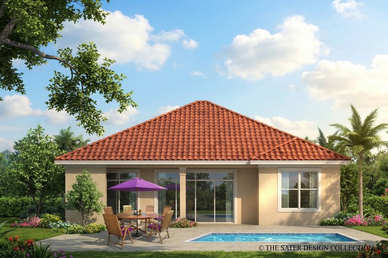 Home Plan - Exterior - Rear Elevation for Mediterranean House Plan #930-383 - 2 bed, 2 bath