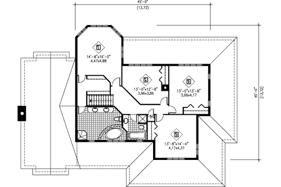 Floor Plan - Upper Floor for Country House Plan #25-2013 - 4 bed, 2.5 bath