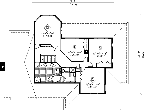 House Blueprint - Country Floor Plan - Upper Floor Plan #25-2013