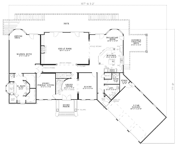 House Plan Design - Southern Floor Plan - Main Floor Plan #17-629