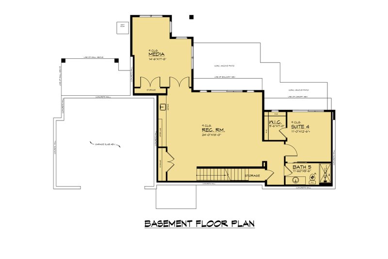 House Design - Floor Plan - Lower Floor for Contemporary House Plan #1066-271 - 5 bed, 5.5 bath
