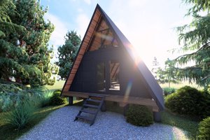 Exterior - Rear Elevation for Cabin House Plan #549-30 - 1 bed, 1 bath