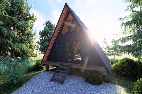 Exterior - Rear Elevation for Cabin House Plan #549-30 - 1 bed, 1 bath