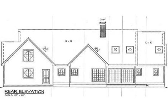 Exterior - Rear Elevation for European House Plan #312-632 - 3 bed, 2 bath