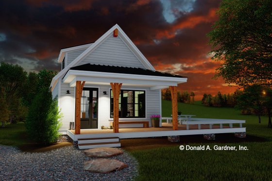Exterior - Front Elevation 3 for Cabin House Plan #929-1142, 1 bath