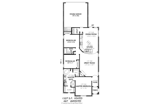 Floor Plan - Main Floor for European House Plan #424-45 - 3 bed, 2 bath
