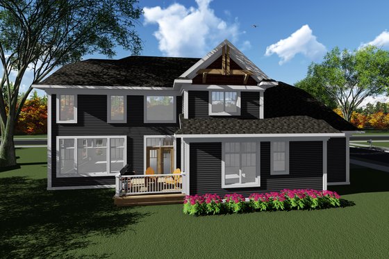 Exterior - Rear Elevation for Craftsman House Plan #70-1279 - 3 bed, 2.5 bath