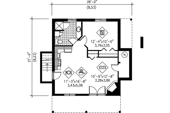 Floor Plan - Lower Floor for Traditional House Plan #25-4255 - 3 bed, 2.5 bath