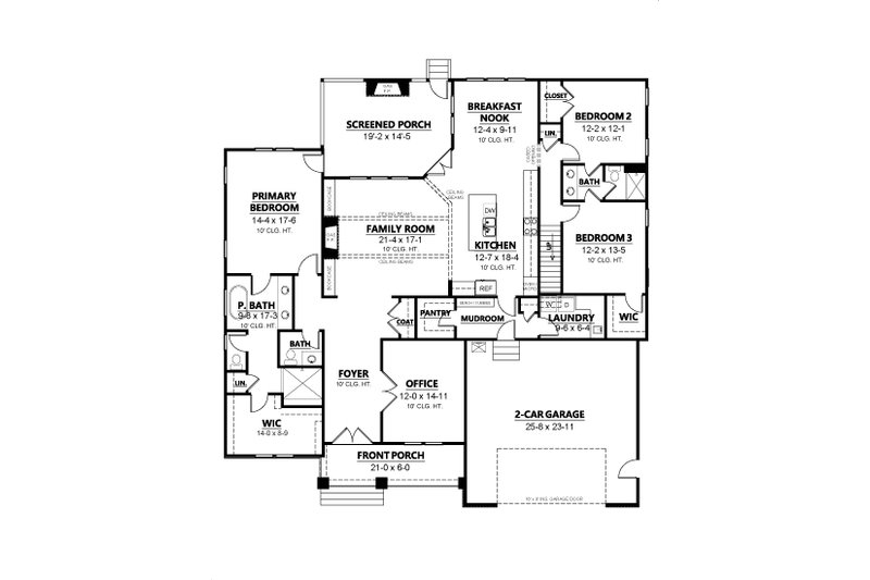 Architectural House Design - Floor Plan - Main Floor 1 for Farmhouse House Plan #1080-16 - 4 bed, 3.5 bath
