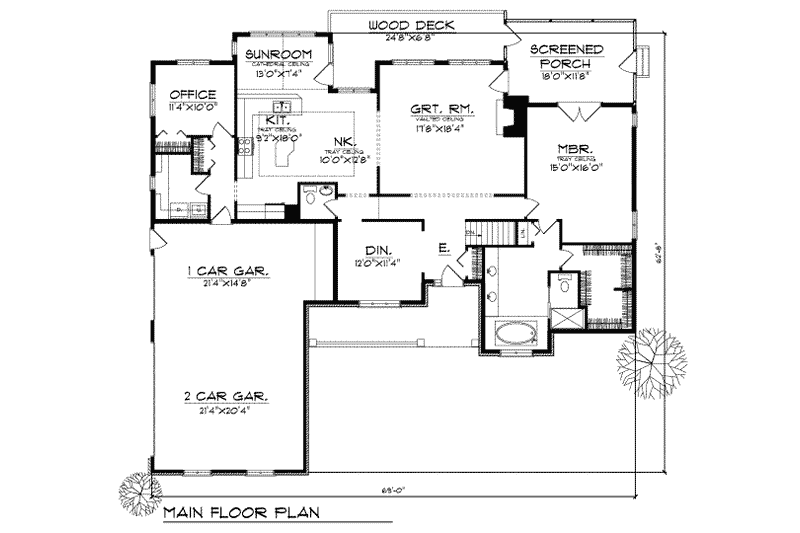 Home Plan - Floor Plan - Main Floor for Traditional House Plan #70-301 - 3 bed, 2.5 bath