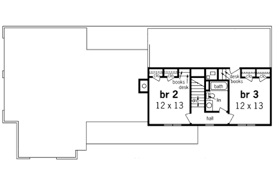 Floor Plan - Upper Floor for Modern House Plan #45-325 - 3 bed, 2 bath