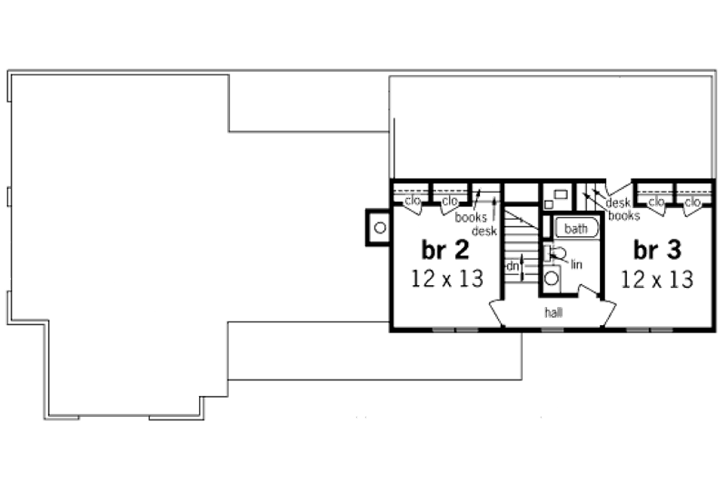 House Design - Floor Plan - Upper Floor for Modern House Plan #45-325 - 3 bed, 2 bath