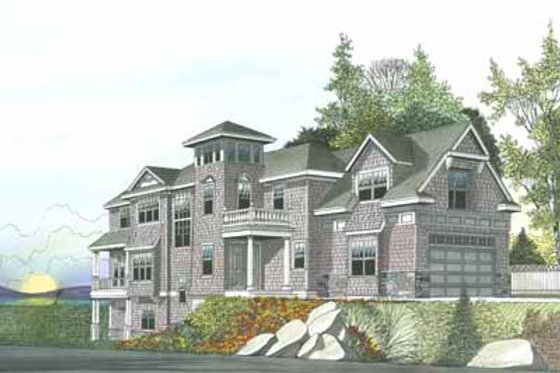 Exterior - Front Elevation 3 for Beach House Plan #103-206 - 4 bed, 4.5 bath