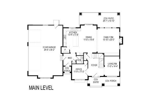 Floor Plan - Main Floor for Craftsman House Plan #920-58 - 6 bed, 4.5 bath