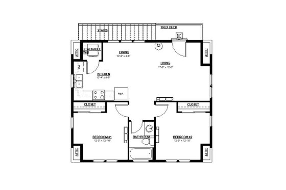 Floor Plan - Upper Floor for Craftsman House Plan #895-121 - 2 bed, 1 bath
