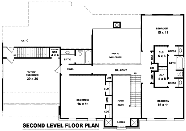 Floor Plan - Upper Floor for European House Plan #81-1056 - 4 bed, 3.5 bath