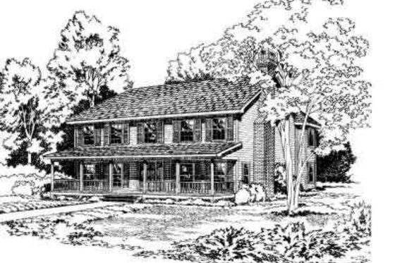 Exterior - Front Elevation for Country House Plan #312-185 - 4 bed, 2.5 bath