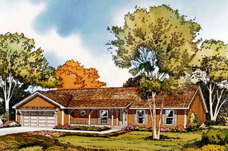Exterior - Front Elevation 2 for Ranch House Plan #312-219 - 3 bed, 2.5 bath
