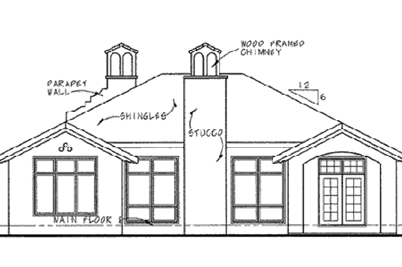 House Plan Design - Exterior - Rear Elevation for Mediterranean House Plan #20-1414 - 3 bed, 2 bath