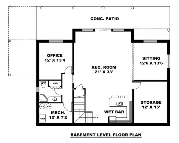 Architectural House Design - Farmhouse Floor Plan - Lower Floor Plan #117-1024