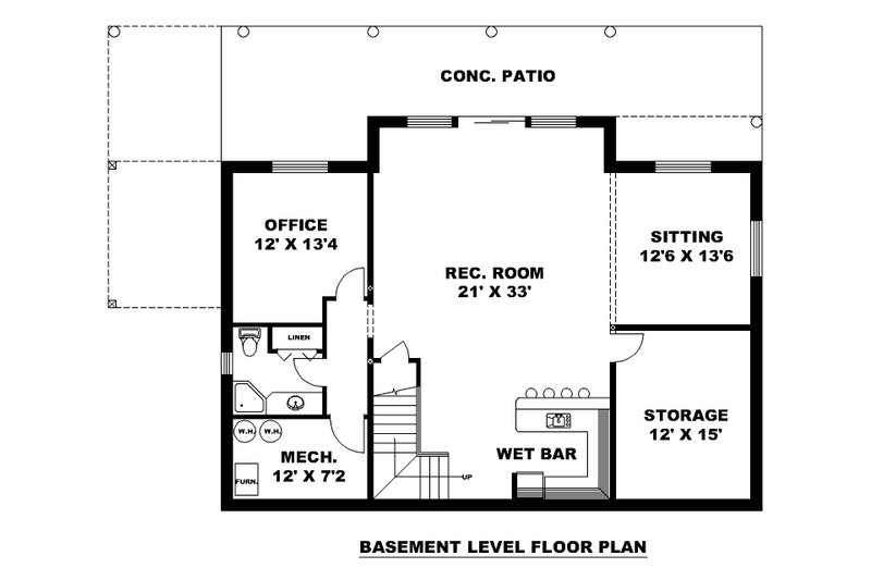 Architectural House Design - Floor Plan - Lower Floor for Farmhouse House Plan #117-1024 - 3 bed, 3.5 bath
