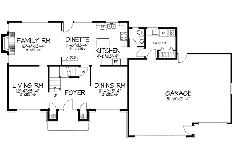 Home Plan - Floor Plan - Main Floor for European House Plan #51-825 - 3 bed, 2.5 bath