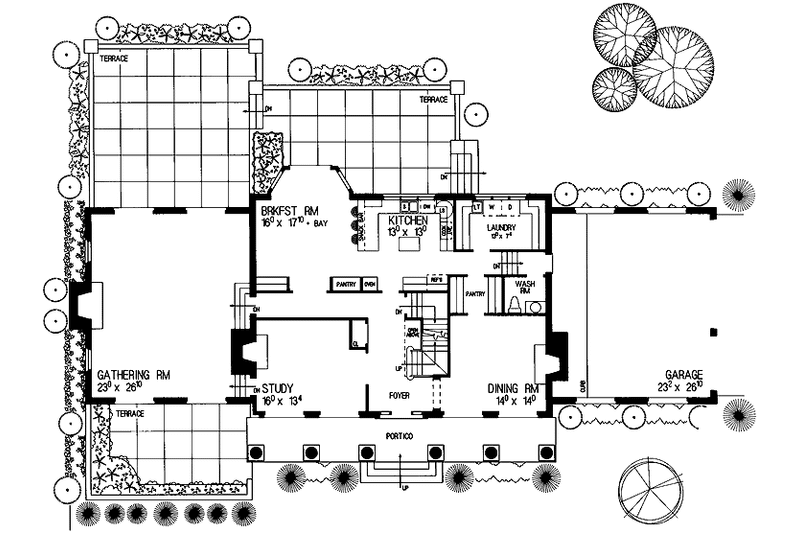 Home Plan - Floor Plan - Main Floor for Classical House Plan #72-848 - 4 bed, 3.5 bath