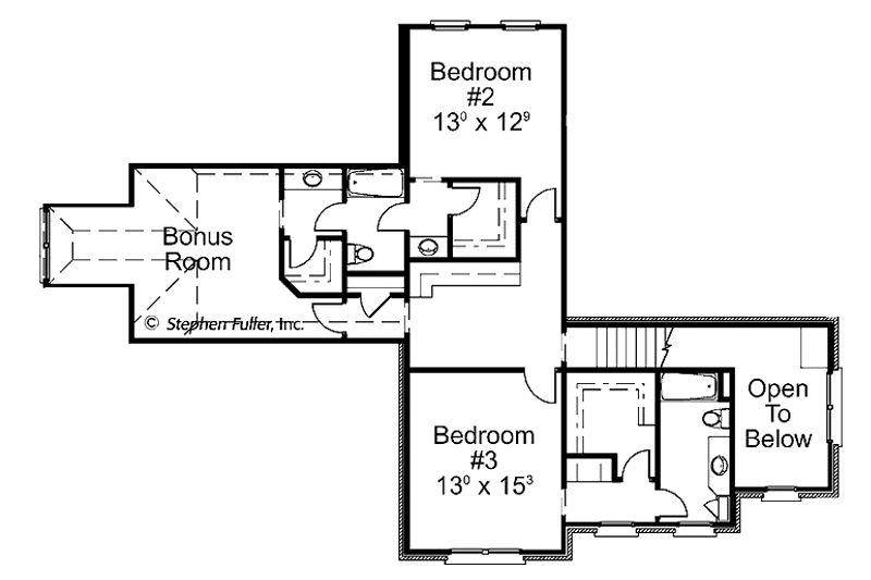 Home Plan - Floor Plan - Upper Floor for Colonial House Plan #429-400 - 3 bed, 3.5 bath