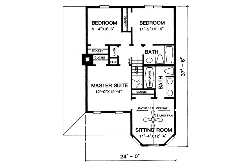 House Blueprint - Floor Plan - Upper Floor for Victorian House Plan #10-228 - 4 bed, 3 bath