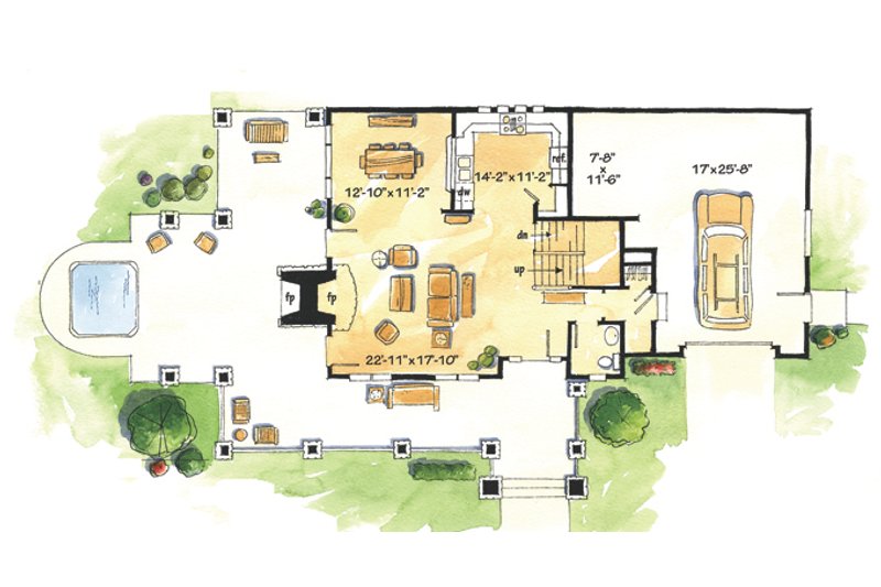 Dream House Plan - Floor Plan - Main Floor for Craftsman House Plan #942-26 - 2 bed, 2.5 bath