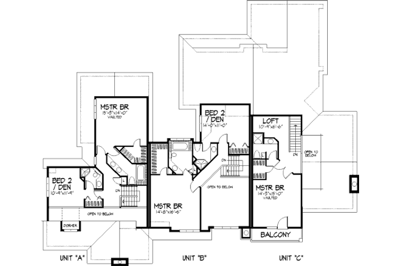 House Plan Design - Floor Plan - Upper Floor for Craftsman House Plan #320-334 - 1 bed, 2.5 bath