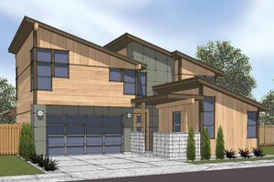 Architectural House Design - Exterior - Front Elevation for Contemporary House Plan #569-8 - 4 bed, 3 bath
