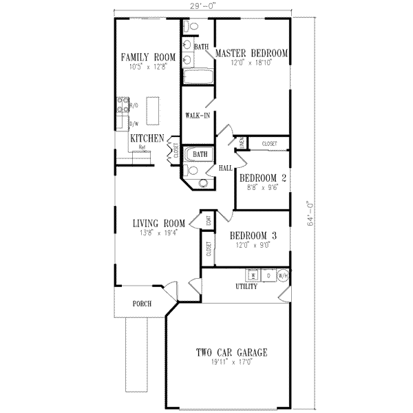 House Design - Ranch Floor Plan - Main Floor Plan #1-212