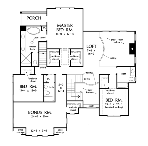 Home Plan - Colonial Floor Plan - Upper Floor Plan #929-977