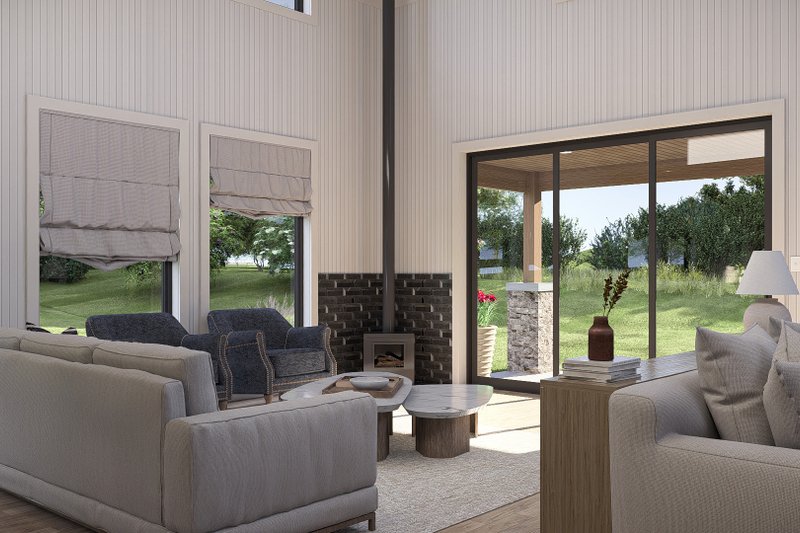 Dream House Plan - Interior - Family Room 1 for Barndominium House Plan #455-595 - 2 bed, 2.5 bath