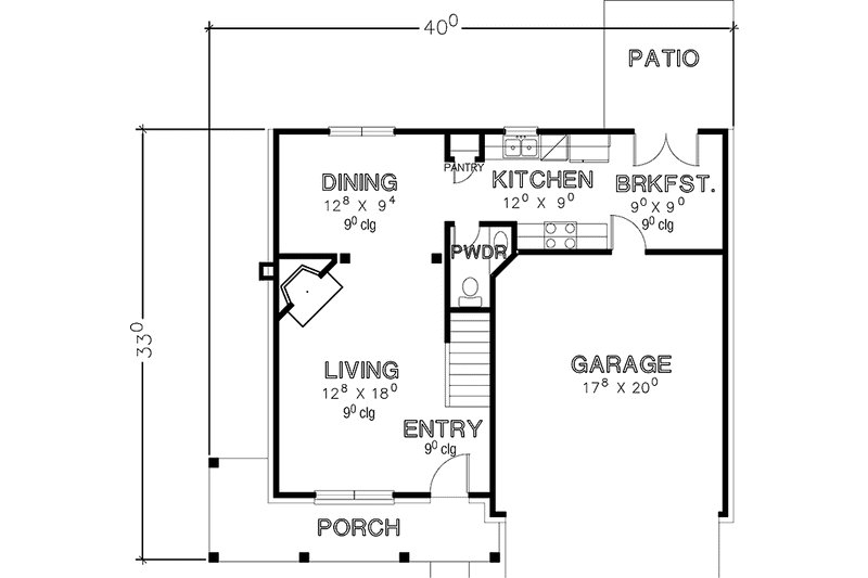 Home Plan - Floor Plan - Main Floor for Country House Plan #472-411 - 3 bed, 2.5 bath