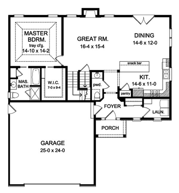 Architectural House Design - Traditional Floor Plan - Main Floor Plan #1010-149