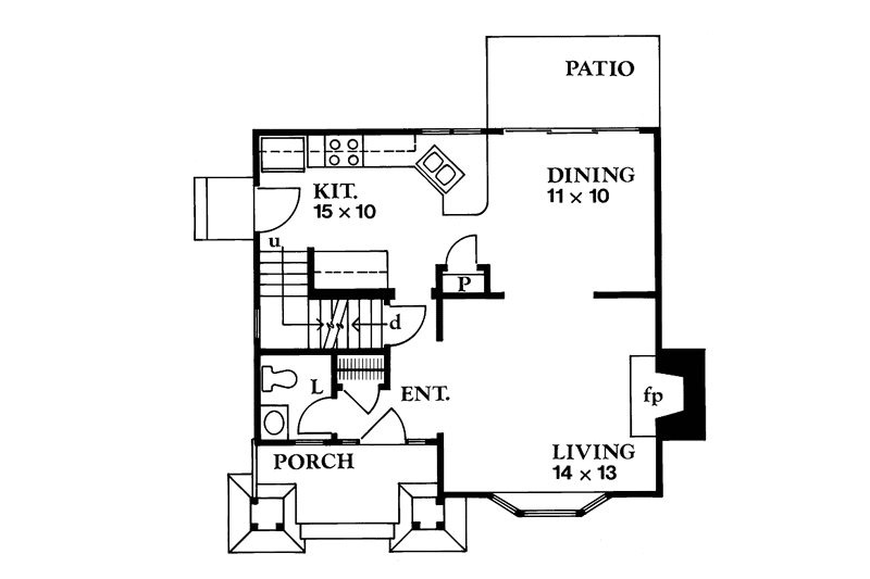 Dream House Plan - Floor Plan - Main Floor for Craftsman House Plan #1016-6 - 2 bed, 1.5 bath