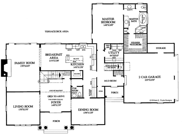 Architectural House Design - Colonial Floor Plan - Main Floor Plan #137-304