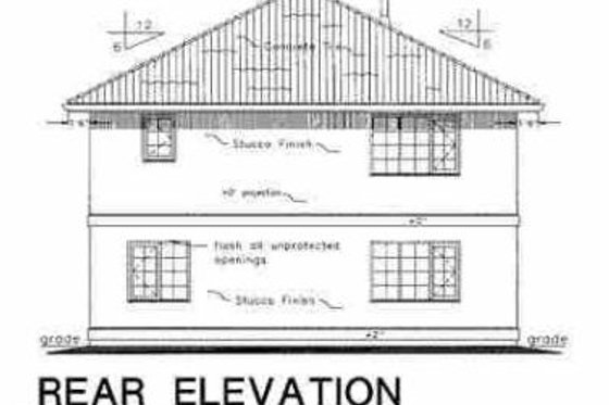 Exterior - Rear Elevation for European House Plan #18-218 - 3 bed, 2 bath