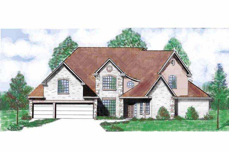 Home Plan - Exterior - Front Elevation 3 for Country House Plan #52-259 - 4 bed, 4.5 bath