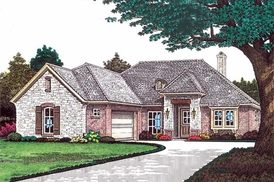 Exterior - Front Elevation for European House Plan #310-995 - 3 bed, 2 bath