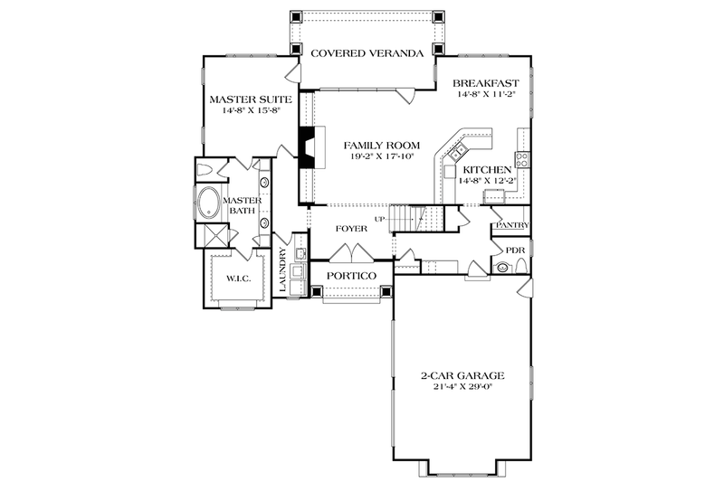 Home Plan - Floor Plan - Main Floor for Craftsman House Plan #453-625 - 3 bed, 3.5 bath